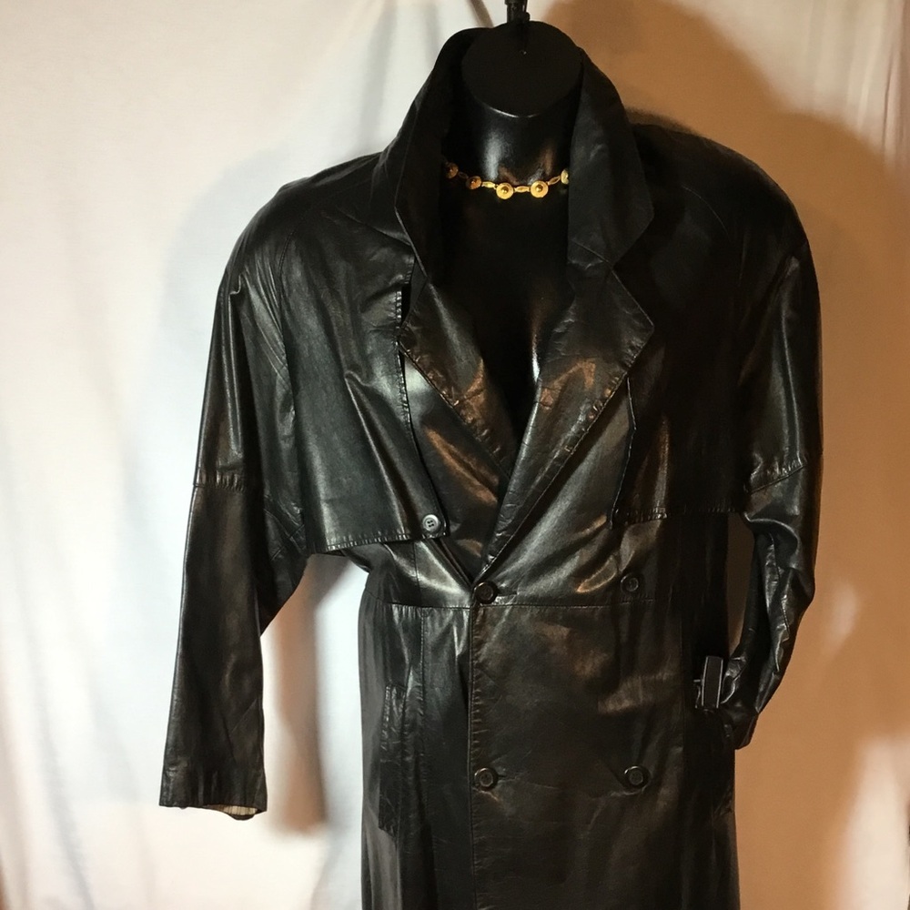 Black Leather Trench Coat